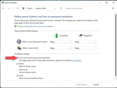 تفعيل بدء التشغيل السريع لويندوز 11 على قرص صلب ssd